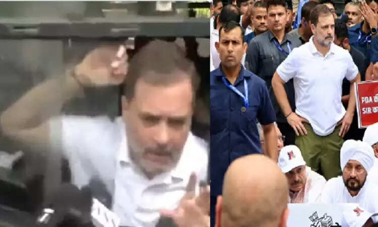 राहुल गांधी और अन्य सांसदों की चुनाव आयोग के खिलाफ मार्च में पुलिस हिरासत
