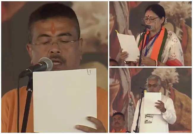 सुवेंदु अधिकारी बने पश्चिम बंगाल के पहले बीजेपी मुख्यमंत्री, मंत्रियों ने भी ली शपथ