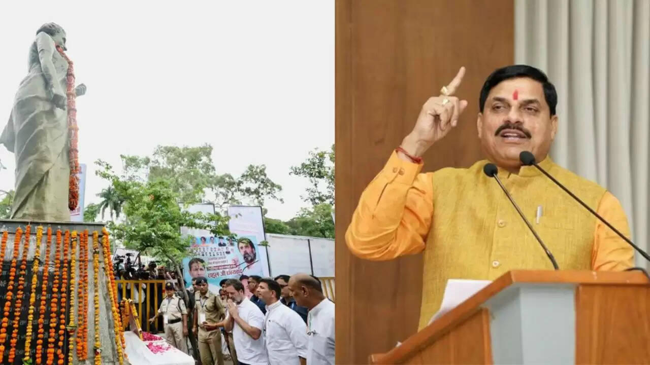 मध्य प्रदेश में राहुल गांधी के दौरे पर विवाद: जूते पहनकर इंदिरा गांधी की प्रतिमा पर पुष्पांजलि