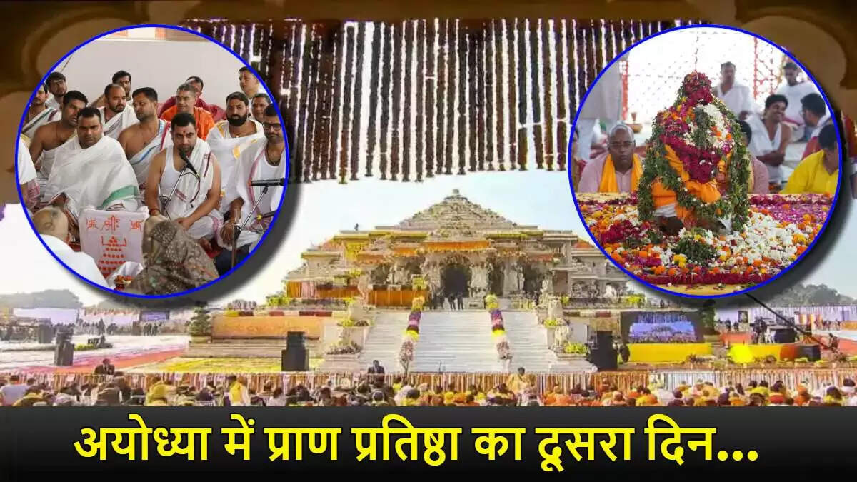राम दरबार प्राण प्रतिष्ठा समारोह: अयोध्या में चल रहा है भव्य अनुष्ठान