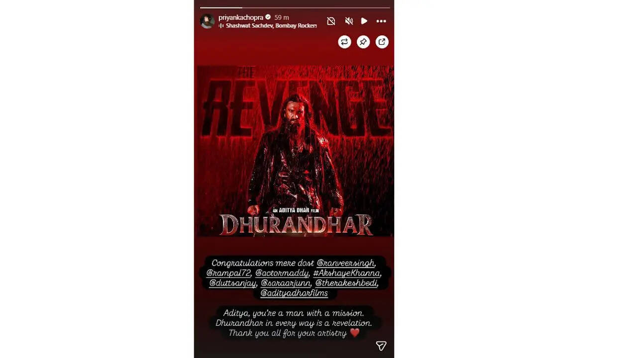 प्रियंका चोपड़ा ने 'धुरंधर 2' की की तारीफ, फिल्म को मिली जबरदस्त प्रतिक्रिया