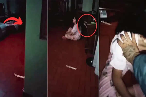 डरावने वीडियो में अलमारी से निकले हाथ, पिता की प्रतिक्रिया ने सबको चौंकाया