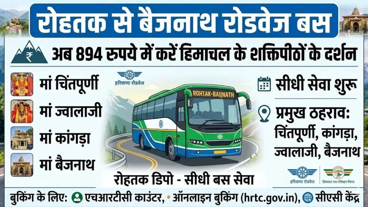 रोहतक से हिमाचल के लिए नई बस सेवा शुरू, श्रद्धालुओं के लिए यात्रा आसान