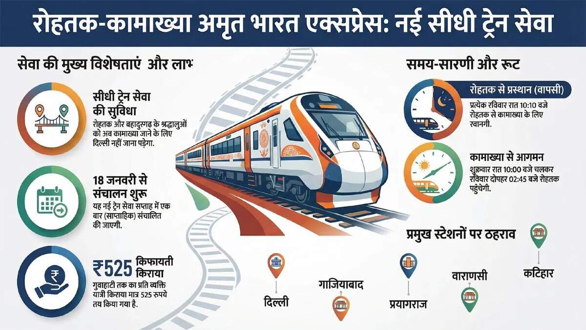 नई अमृत भारत एक्सप्रेस ट्रेन का शुभारंभ: रोहतक से कामाख्या तक सीधी यात्रा