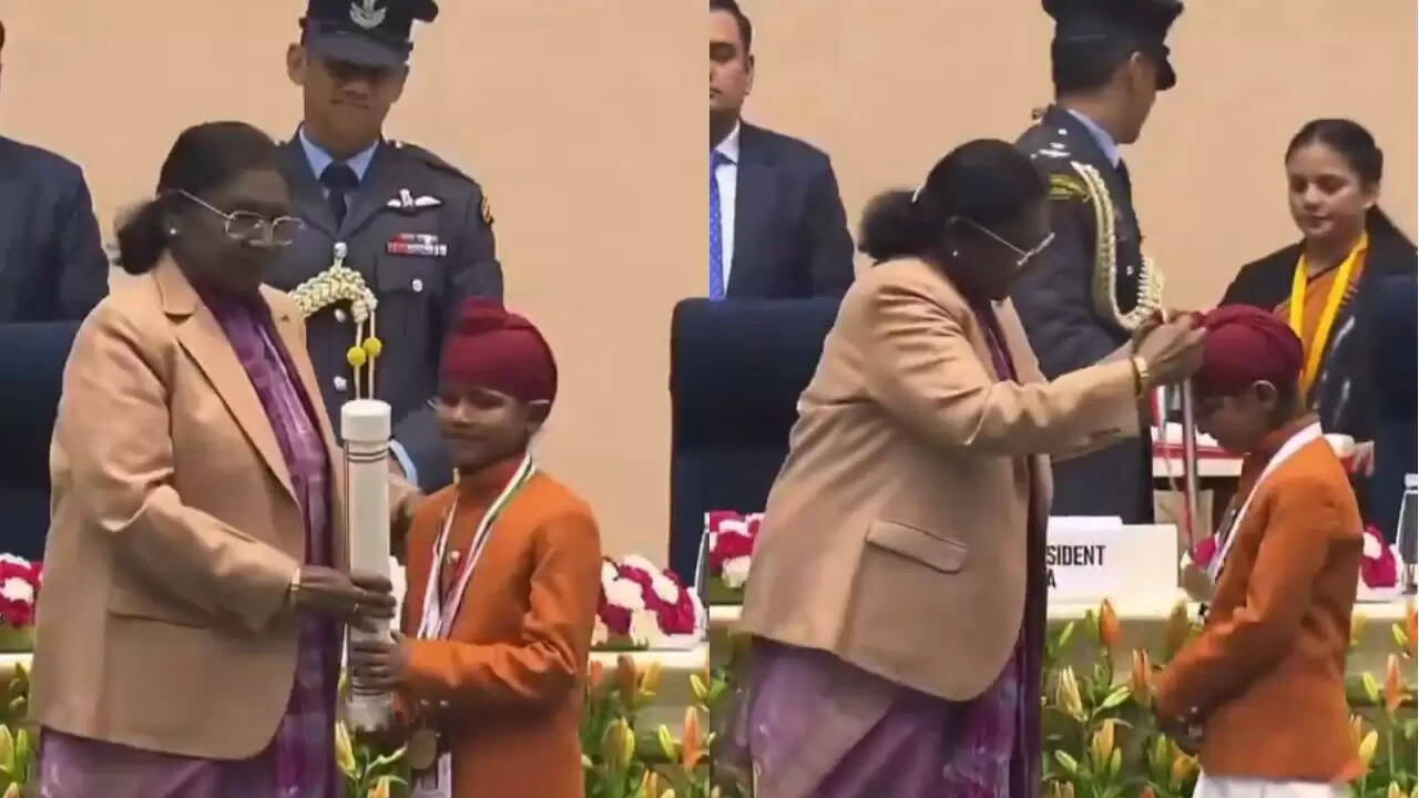 द्रौपदी मुर्मू ने श्रवण सिंह को प्रधानमंत्री राष्ट्रीय बाल पुरस्कार से सम्मानित किया