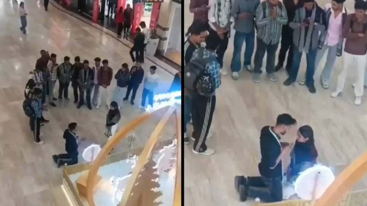 गाजियाबाद के मॉल में प्रेमी ने किया फिल्मी अंदाज में प्रपोज़, वीडियो हुआ वायरल