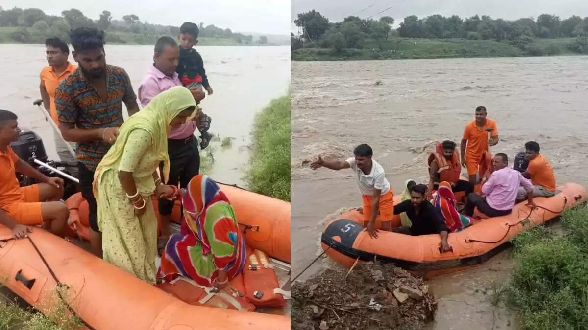 राजस्थान में भारी बारिश से प्रभावित गांव में गर्भवती महिला का सफल रेस्क्यू
