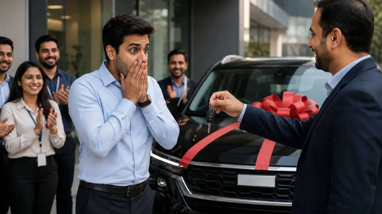 दिल्ली में अप्रेजल मीटिंग में मिला अनोखा सरप्राइज: कर्मचारी को मिली नई SUV!