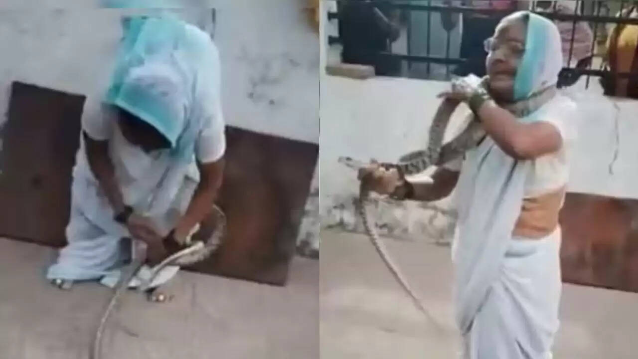 70 वर्षीय महिला ने सांप को गले में लपेटकर दिखाई साहस की मिसाल