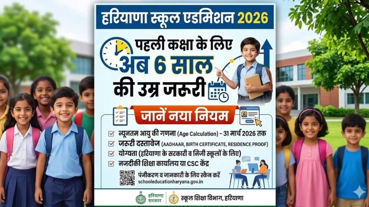 हरियाणा में स्कूल एडमिशन के लिए नए नियम: पहली कक्षा में न्यूनतम आयु 6 वर्ष