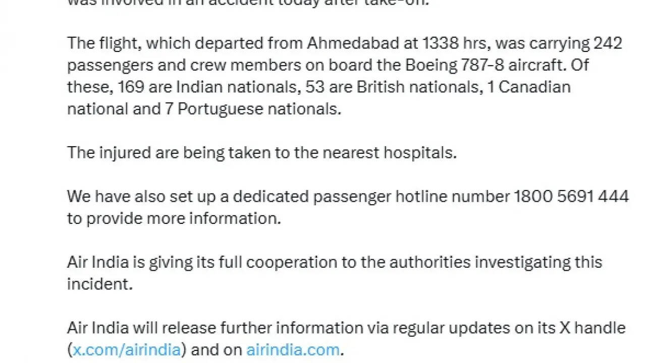 Air India Flight AI-171: अहमदाबाद से लंदन जाते समय बड़ा हादसा