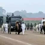 गणतंत्र दिवस परेड में सेना की पशु टुकड़ी का मार्च