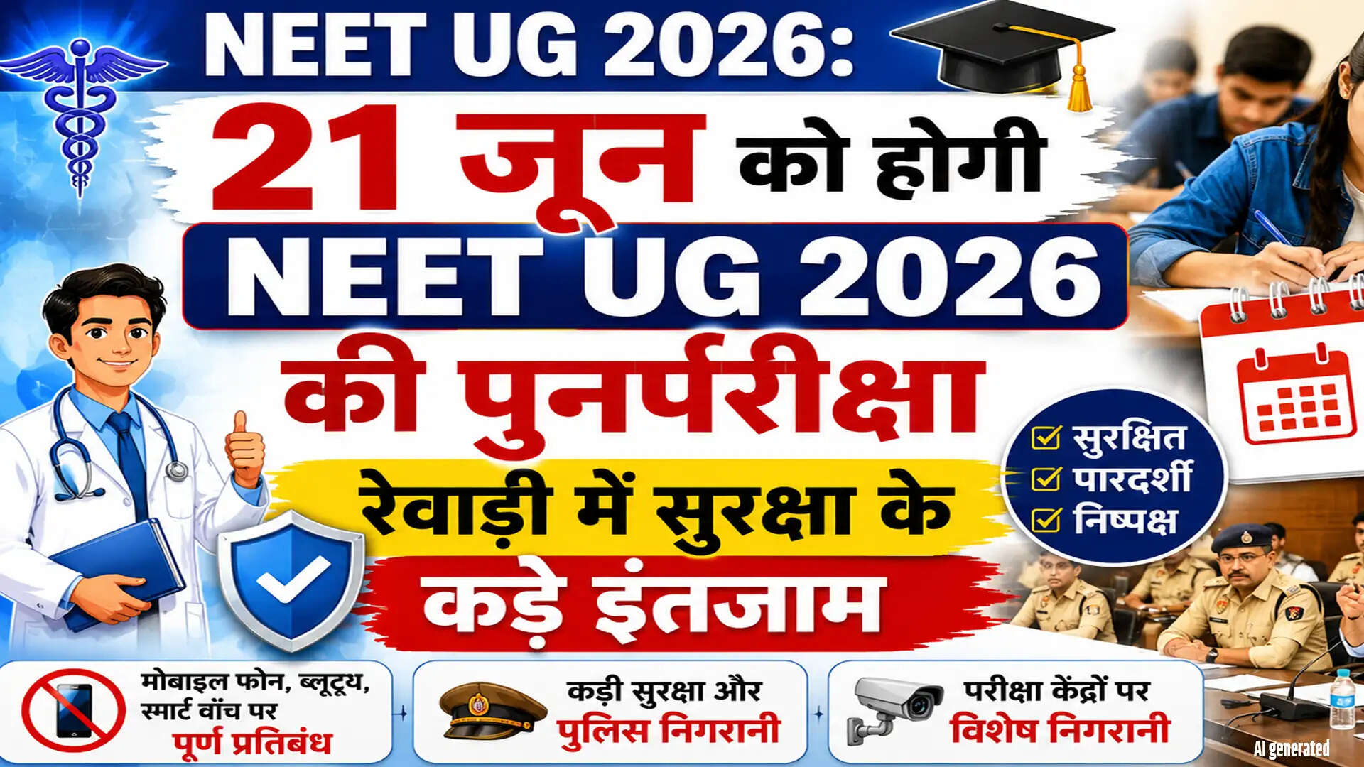 NEET UG 2026: पुनर्परीक्षा 21 जून को, सुरक्षा के लिए कड़े इंतजाम