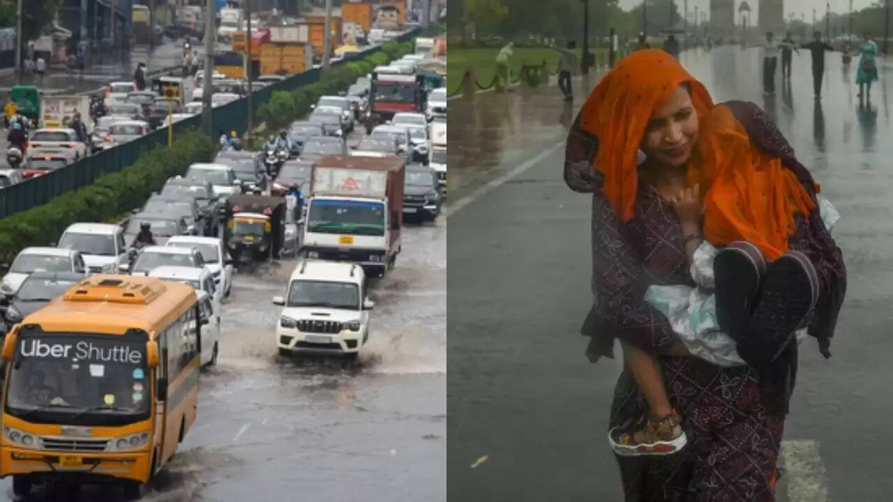 दिल्ली एनसीआर में बारिश का कहर: जलभराव और ट्रैफिक जाम से परेशान लोग
