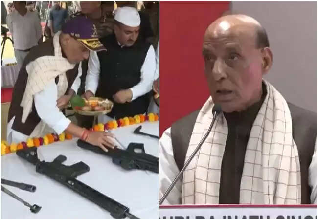 रक्षा मंत्री राजनाथ सिंह ने विजयादशमी पर शस्त्र पूजा की