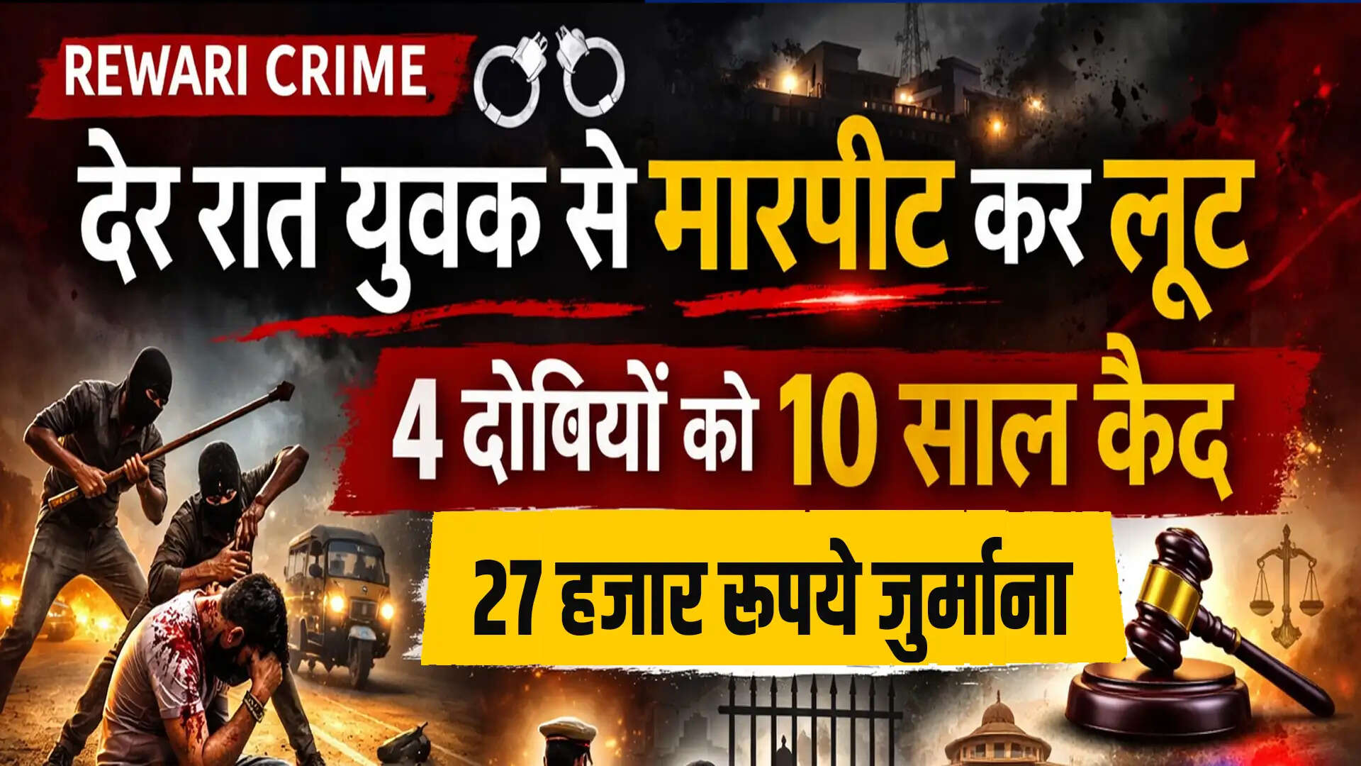 धारूहेड़ा में युवक से लूट के चार दोषियों को 10 साल की सजा