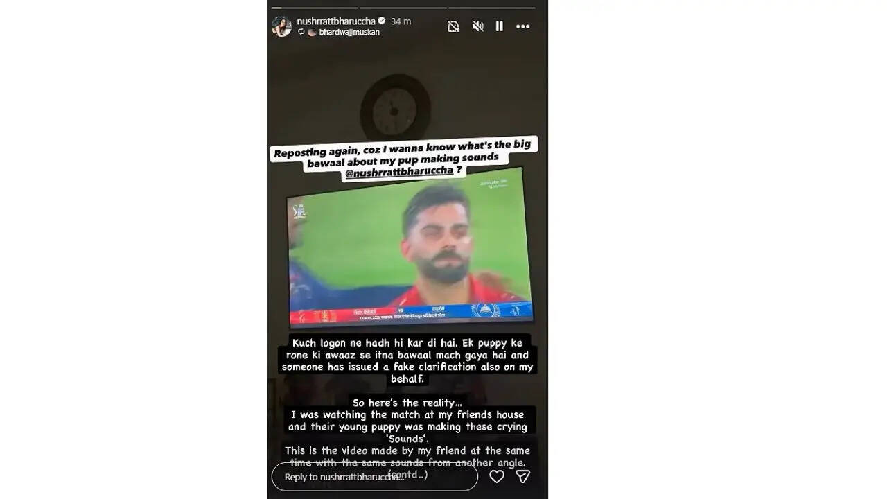 नुसरत भरुचा ने आरसीबी वीडियो पर दी सफाई, कहा पिल्ले की आवाज थी