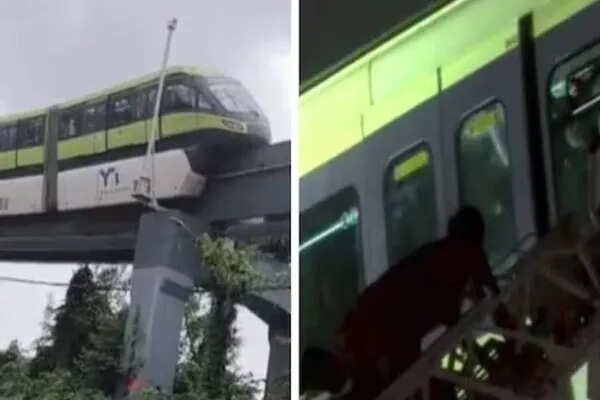 मुंबई में बारिश के कारण मोनो रेल रुकने से यात्रियों में हड़कंप