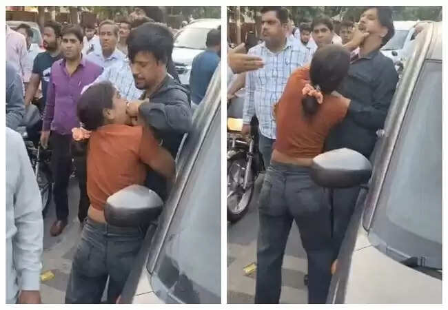 मेरठ में पत्नी ने पति की बीच सड़क पर की पिटाई, वीडियो हुआ वायरल