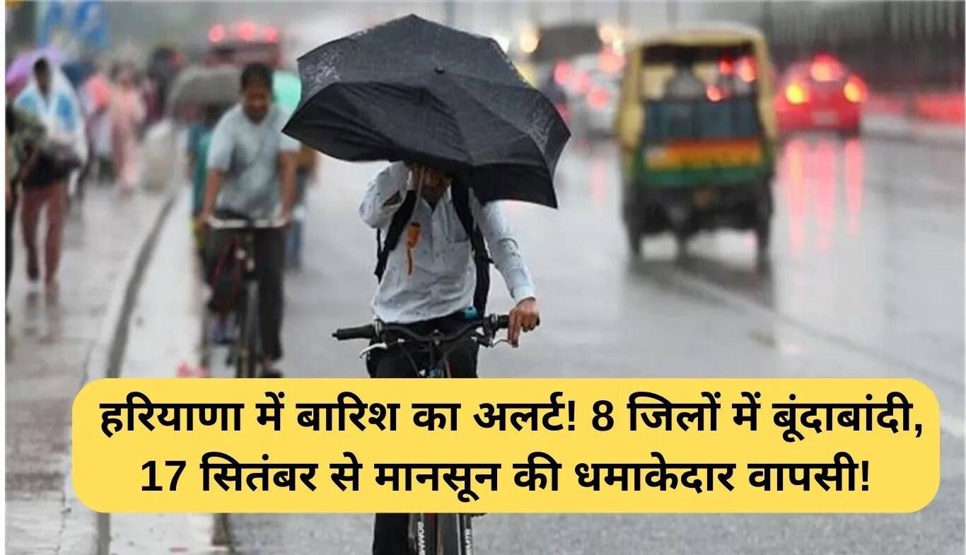 हरियाणा में बारिश का अलर्ट: 17 सितंबर से मानसून की वापसी