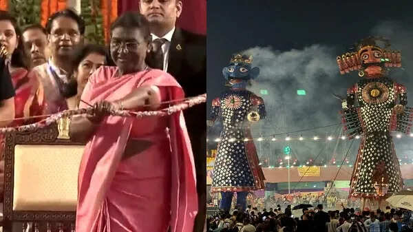 राष्ट्रपति द्रौपदी मुर्मू ने विजयादशमी पर रावण का दहन किया