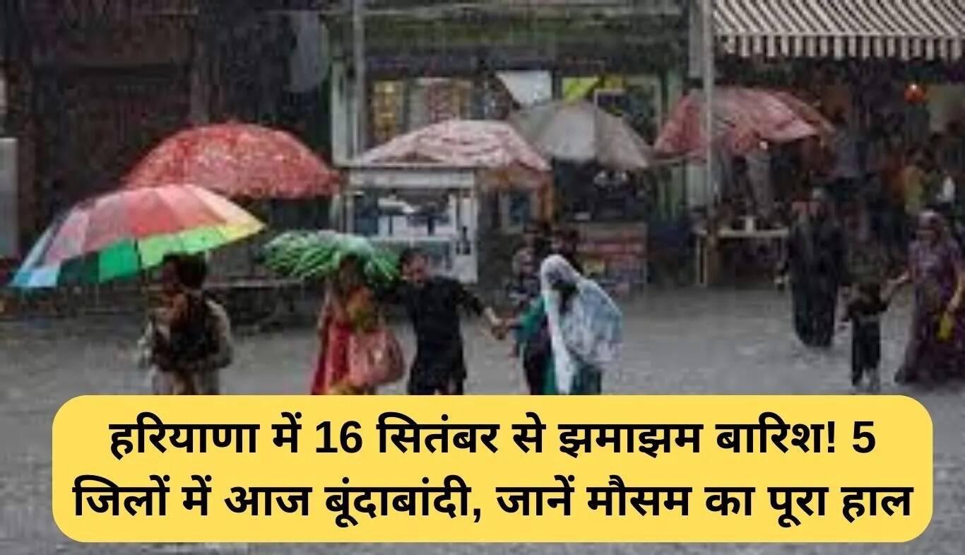 हरियाणा में मौसम का बदलाव: 16 सितंबर से होगी भारी बारिश