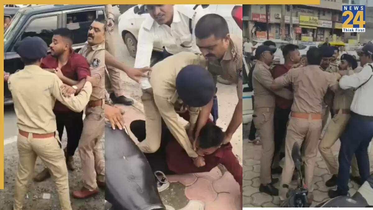 गुजरात में ट्रैफिक पुलिस पर युवक का हमला, वर्दी फाड़ी और हंगामा