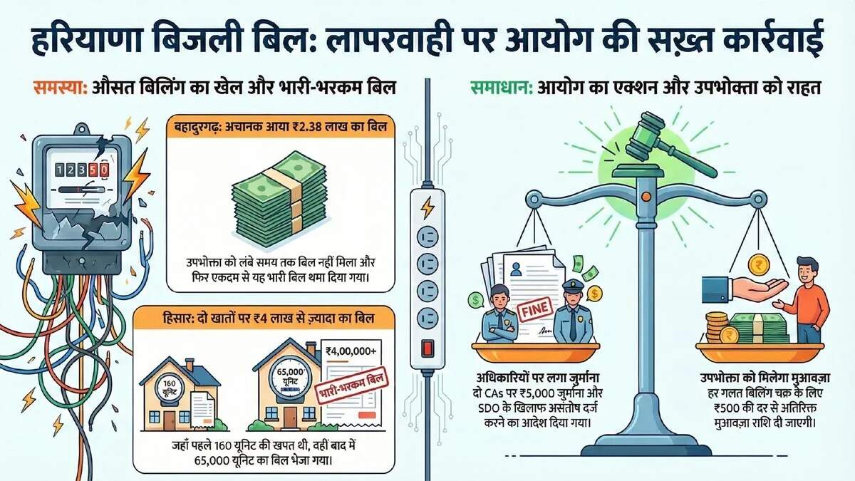 हरियाणा में बिजली बिलों पर जुर्माना: उपभोक्ताओं को मिलेगा मुआवजा