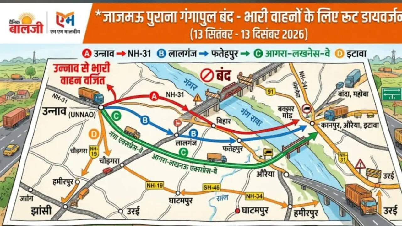 उन्नाव से कानपुर के लिए भारी वाहनों के लिए नया रूट डायवर्जन लागू