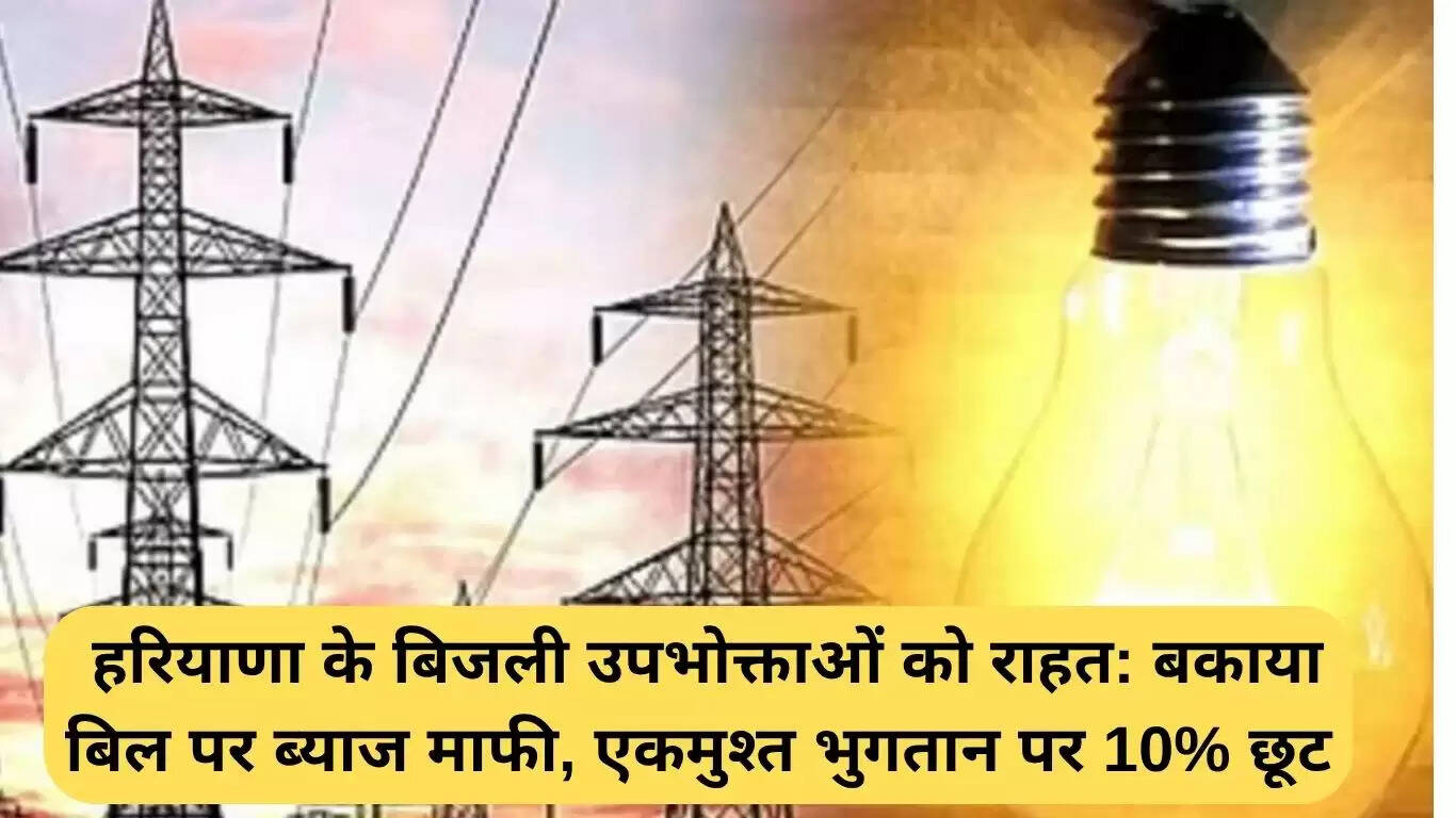 हरियाणा में बिजली उपभोक्ताओं के लिए राहत: बकाया बिल पर ब्याज माफ और छूट