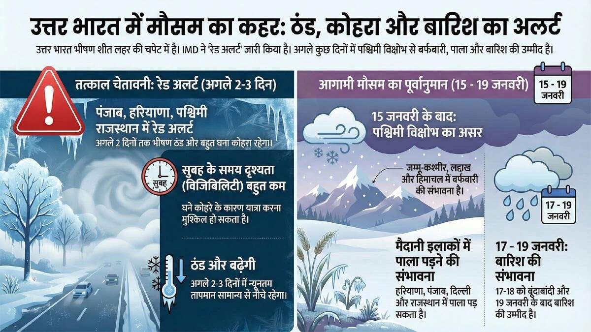 हरियाणा में कड़ाके की ठंड: रेड अलर्ट और बारिश की संभावना