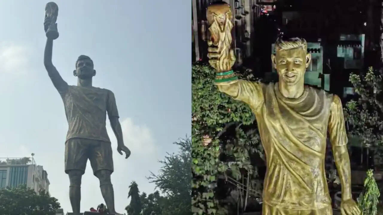कोलकाता में लियोनेल मेस्सी की प्रतिमा में आई संरचनात्मक समस्या