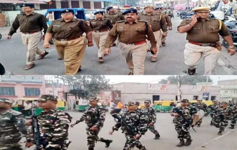 हथियारबंद जवानों सहित बीकानेर की सडक़ों पर उतरे पुलिस अधिकारी, पैदल मार्च