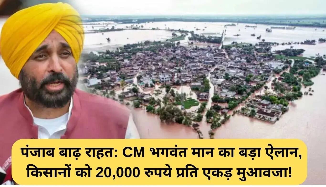 पंजाब में बाढ़ राहत: किसानों को मिलेगा 20,000 रुपये प्रति एकड़ मुआवजा