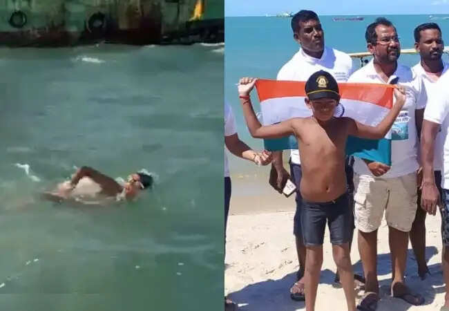 7 वर्षीय इशांक ने पाक जलडमरूमध्य तैरकर बनाया विश्व रिकॉर्ड
