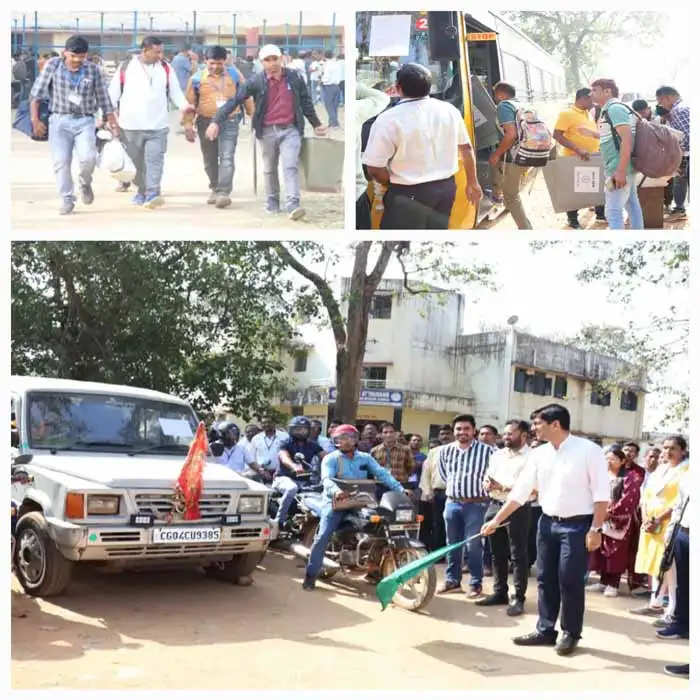 अंतिम चरण के पंचायत चुनाव हेतु भैरमगढ़ ब्लाक के नक्सल प्रभावित इलाकाें के लिए मतदान दल हुआ रवाना