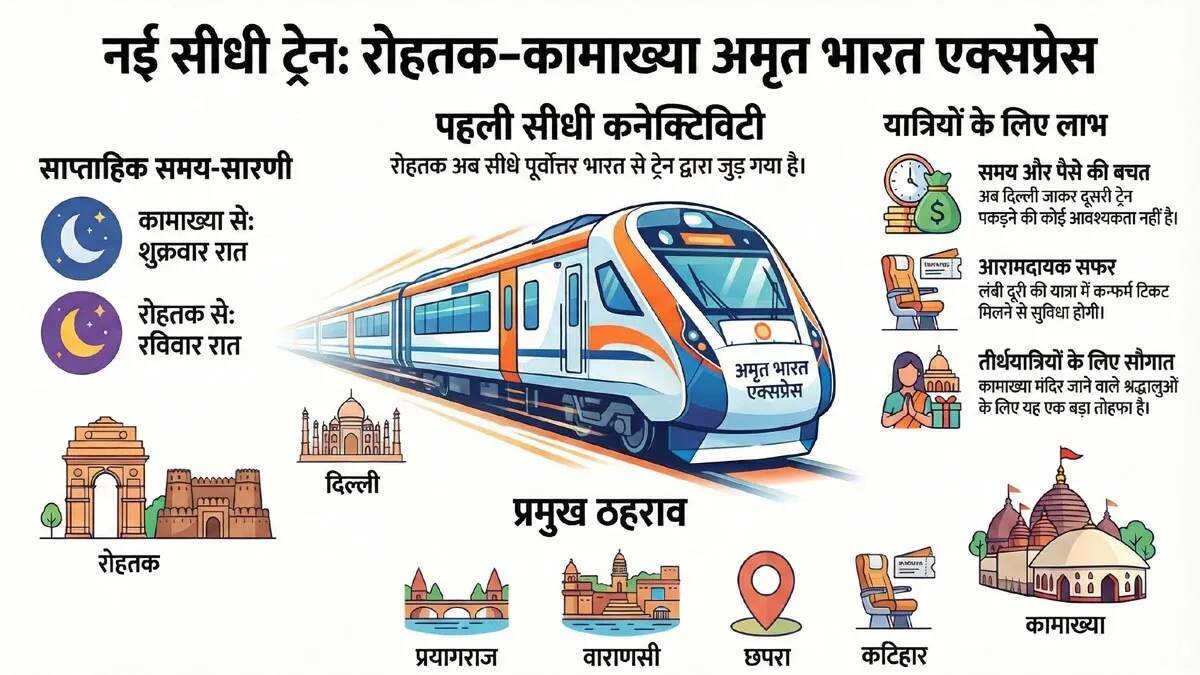 रोहतक से कामाख्या के लिए नई अमृत भारत एक्सप्रेस ट्रेन की शुरुआत