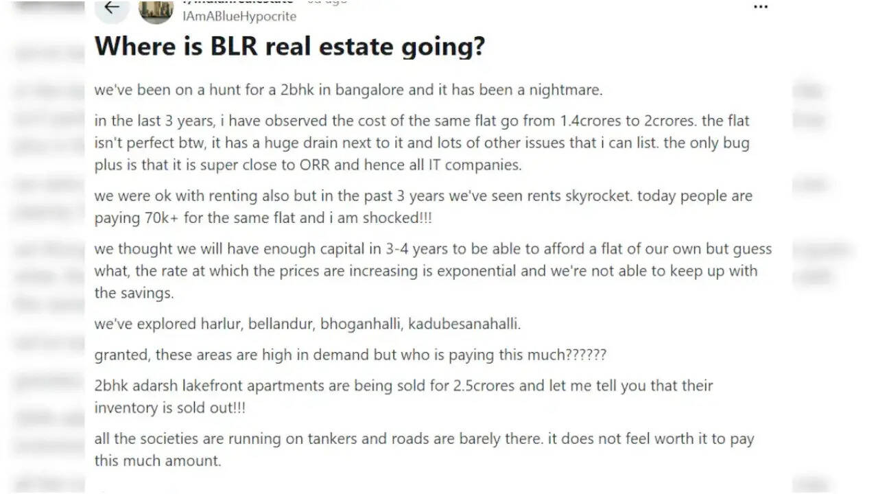 बेंगलुरु में किराए और प्रॉपर्टी की कीमतों में अभूतपूर्व वृद्धि