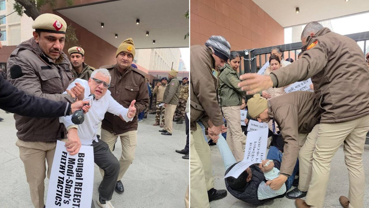 TMC सांसदों की गिरफ्तारी पर गरमाई राजनीति, अमित शाह के ऑफिस के बाहर प्रदर्शन