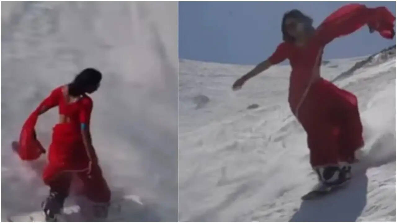 उर्मिला पाबले: साड़ी में स्नोबोर्डिंग कर रहीं हैं वायरल वीडियो की स्टार
