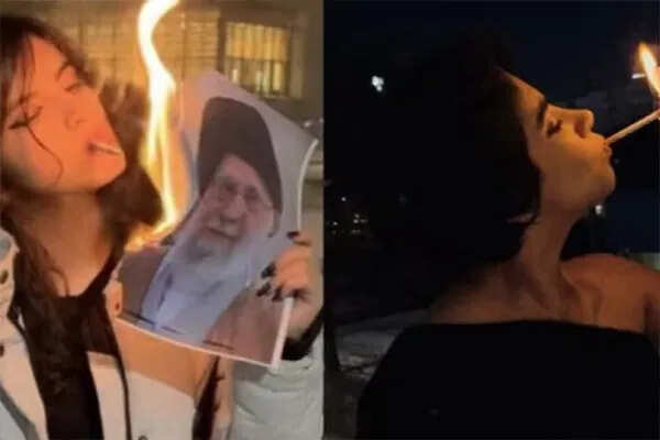 ईरान में महिलाओं का अनोखा विरोध: खामेनेई की तस्वीर जलाकर सिगरेट जलाना