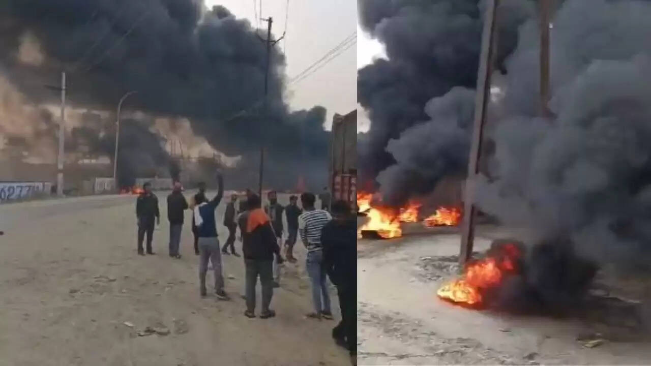 मुरैना में कंटेनर में लगी आग से बची बड़ी दुर्घटना