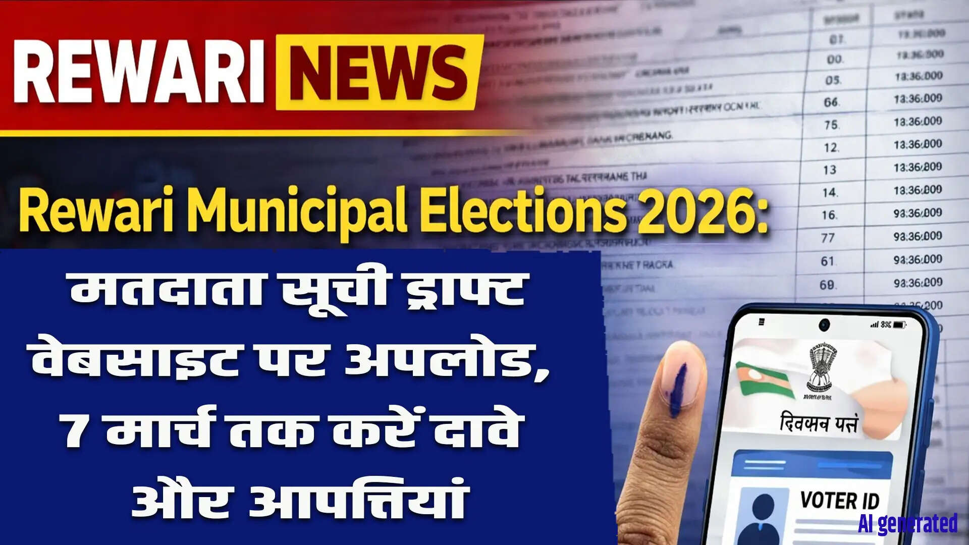 रेवाड़ी नगर चुनाव 2026: मतदाता सूची का ड्राफ्ट जारी