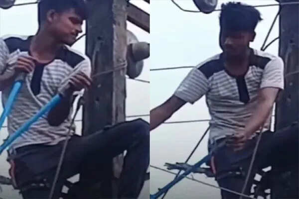 प्रेमी ने गुस्से में चढ़ा खंभे पर, काट दी गांव की बिजली