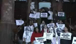 दिल्ली में विपक्षी सांसदों का जी-राम-जी बिल के खिलाफ प्रदर्शन