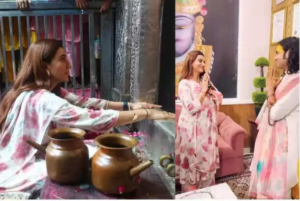अक्षरा सिंह ने मथुरा में बाबा अनिरुद्धाचार्य से लिया आशीर्वाद