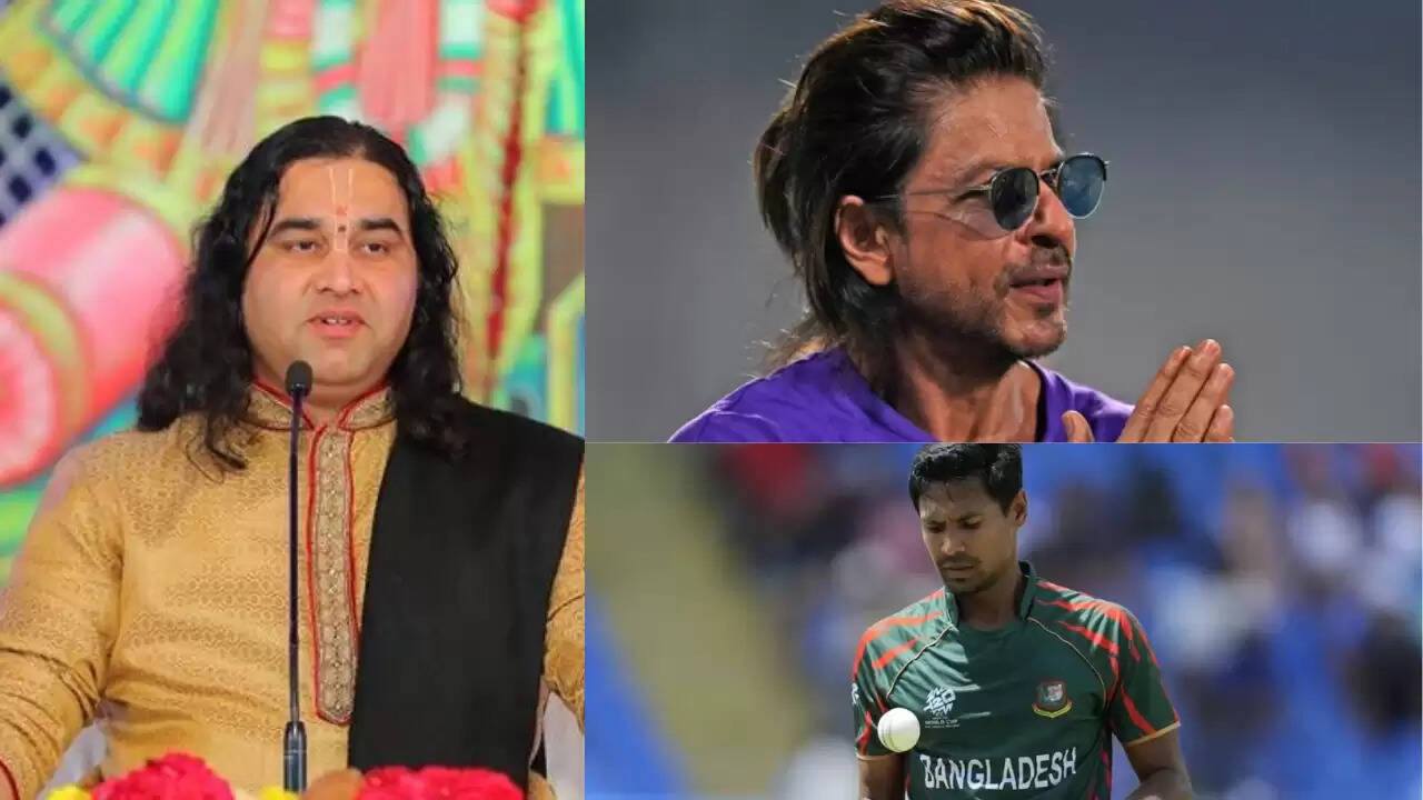 शाहरुख खान को बाबा देवकी नंदन ठाकुर की चेतावनी: KKR से मुस्ताफिजुर रहमान को हटाने की मांग