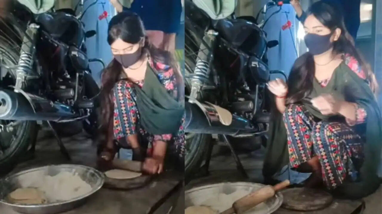 गैस संकट के बीच बाइक के साइलेंसर पर रोटी बनाती लड़की का वीडियो हुआ वायरल
