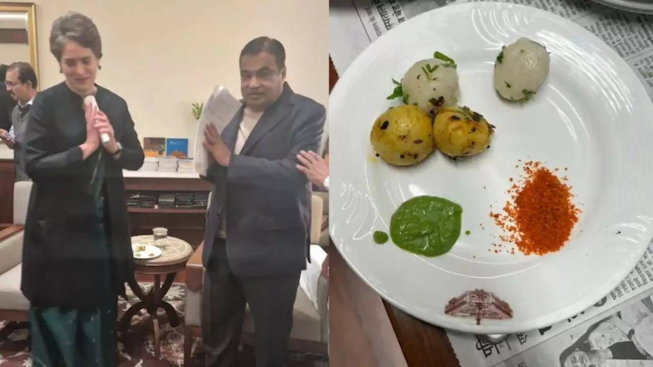 प्रियंका गांधी और नितिन गडकरी की संसद में अनौपचारिक मुलाकात